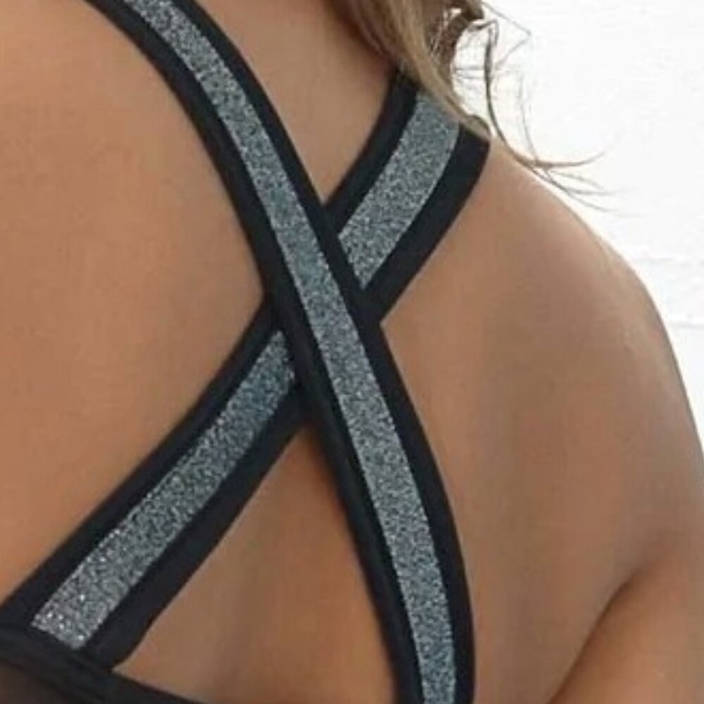 Protokolo Claude Glitter Strap Bra Top Black Size S/M New with Tags NWT - Picture 3 of 4